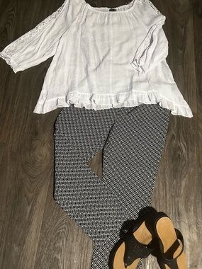 Van Heusen Black and White Geometric Pants